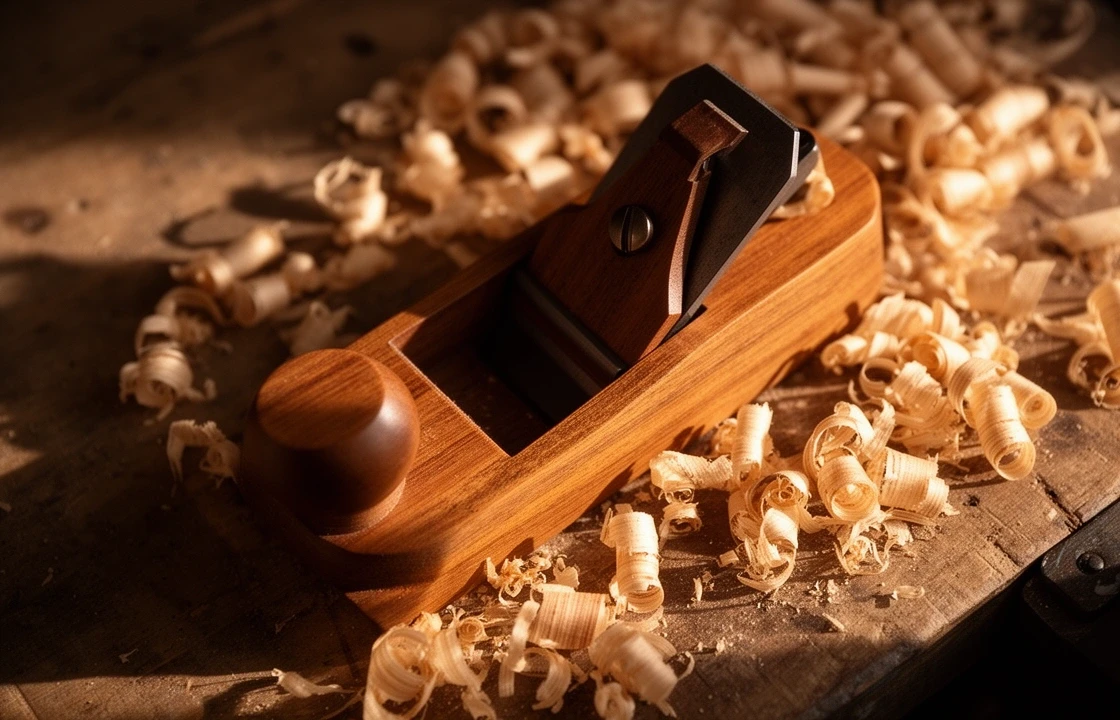 Hand plane on a workbench