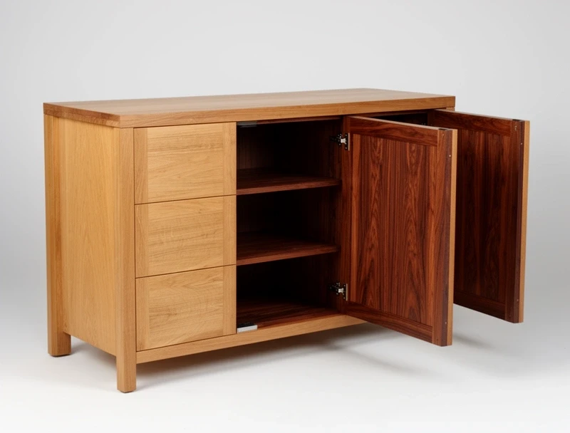 Three-door oak sideboard