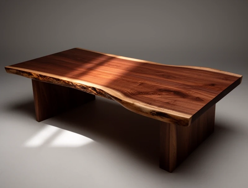 Walnut coffee table with live edge